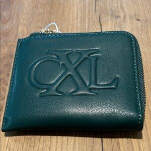 CXL Christian Lacroix Viere Green Python Smooth Zip Around Faux Leather Wallet